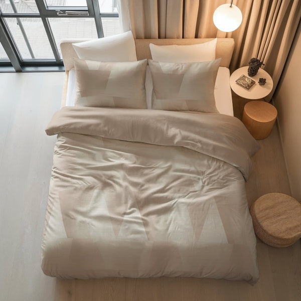 100% Cotton Duvet Cover Set Blush Angles | Sand/Beige | Double - 200cm (W) x 200/220cm (L) - The Bedding & Blankets Store