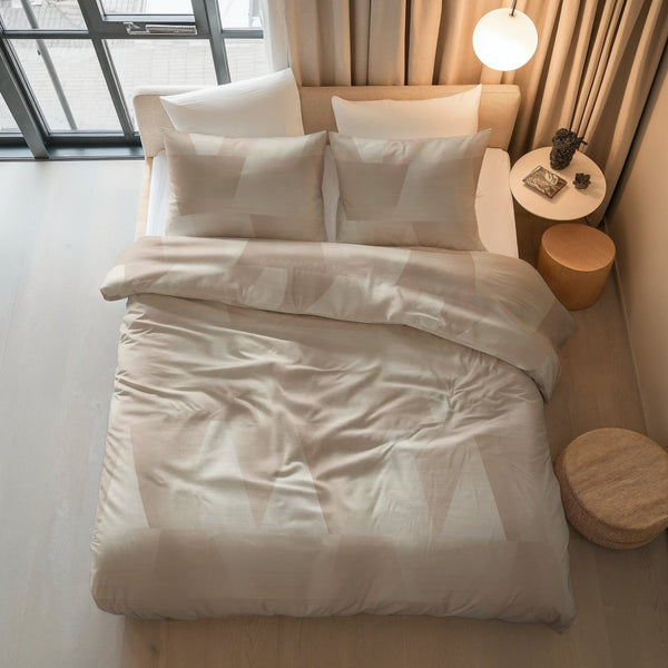 100% Cotton Duvet Cover Set Blush Angles | Sand/Beige | Double - 200cm (W) x 200/220cm (L) - The Bedding & Blankets Store