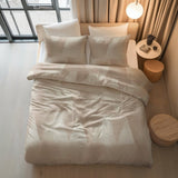 100% Cotton Duvet Cover Set Blush Angles | Sand/Beige | Double - 200cm (W) x 200/220cm (L) - The Bedding & Blankets Store