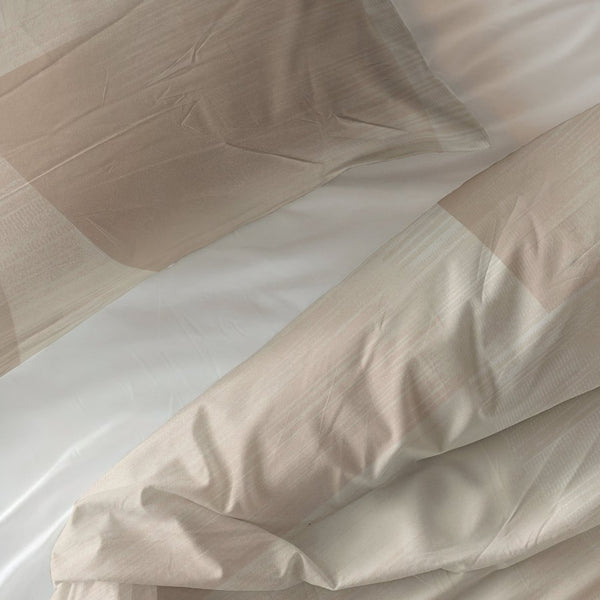 100% Cotton Duvet Cover Set Blush Angles | Sand/Beige | Double - 200cm (W) x 200/220cm (L) - The Bedding & Blankets Store