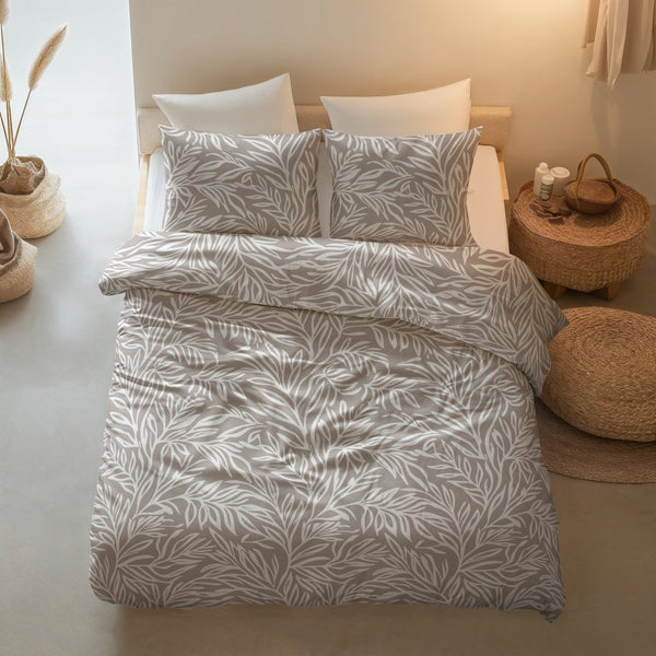 100% Cotton Duvet Cover Set Breeze | Taupe | King Long - 240cm (W) x 220cm (L) - The Bedding & Blankets Store