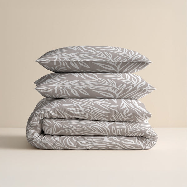 100% Cotton Duvet Cover Set Breeze | Taupe | King Long - 240cm (W) x 220cm (L) - The Bedding & Blankets Store