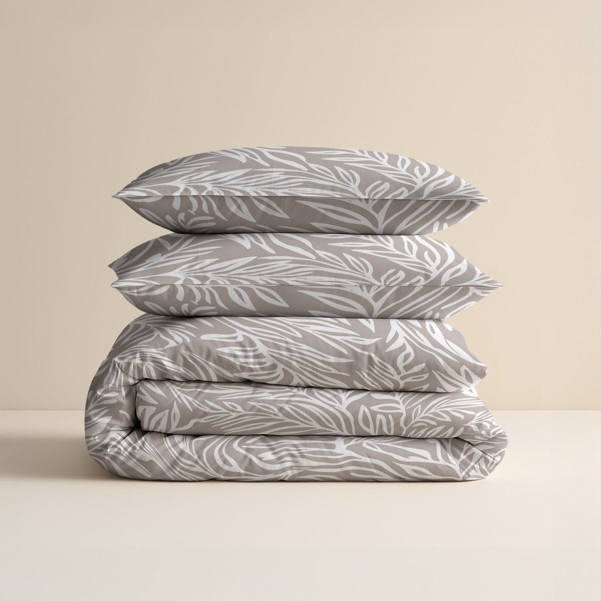 100% Cotton Duvet Cover Set Breeze | Taupe | King Long - 240cm (W) x 220cm (L) - The Bedding & Blankets Store