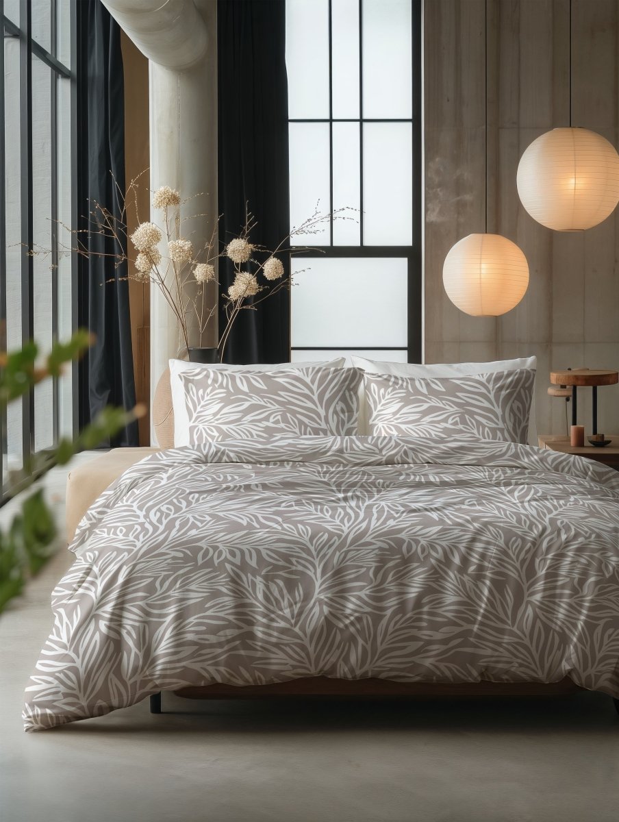 100% Cotton Duvet Cover Set Breeze | Taupe | King Long - 240cm (W) x 220cm (L) - The Bedding & Blankets Store
