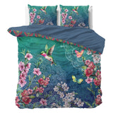 100% Cotton Duvet Cover Set Brenda | Blue | Single - 135cm (W) x 200cm (L) - The Bedding & Blankets Store