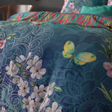 100% Cotton Duvet Cover Set Brenda | Blue | Single - 135cm (W) x 200cm (L) - The Bedding & Blankets Store