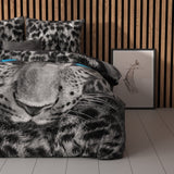 100% Cotton Duvet Cover Set Cheetah | Grey | Single - 135cm (W) x 200cm (L) - The Bedding & Blankets Store