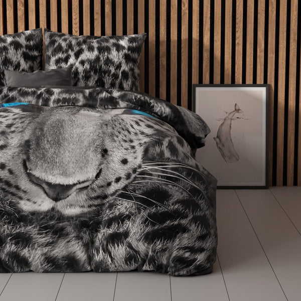 100% Cotton Duvet Cover Set Cheetah | Grey | Single - 135cm (W) x 200cm (L) - The Bedding & Blankets Store