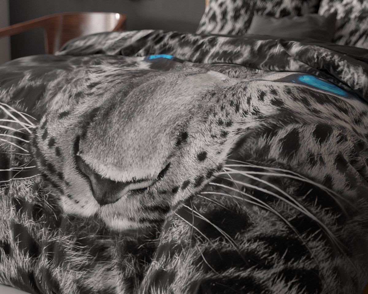 100% Cotton Duvet Cover Set Cheetah | Grey | Single - 135cm (W) x 200cm (L) - The Bedding & Blankets Store