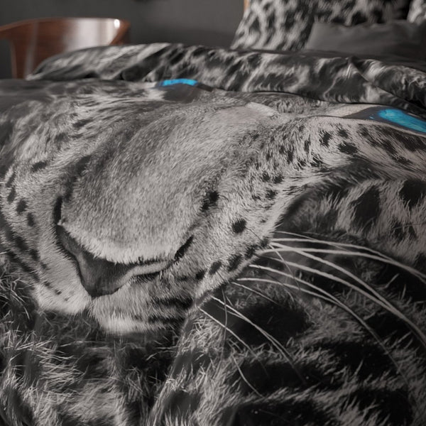 100% Cotton Duvet Cover Set Cheetah | Grey | Single - 135cm (W) x 200cm (L) - The Bedding & Blankets Store