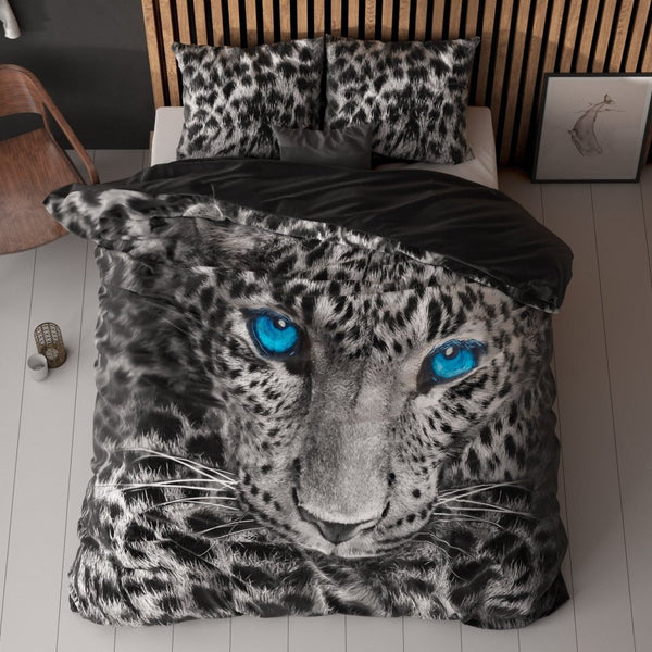 100% Cotton Duvet Cover Set Cheetah | Grey | Single - 135cm (W) x 200cm (L) - The Bedding & Blankets Store