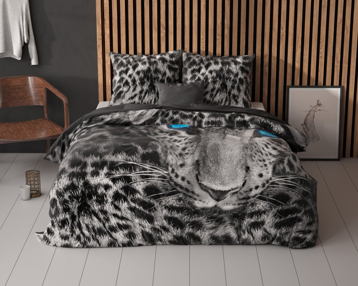 100% Cotton Duvet Cover Set Cheetah | Grey | Single - 135cm (W) x 200cm (L) - The Bedding & Blankets Store