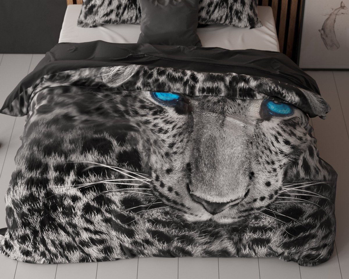 100% Cotton Duvet Cover Set Cheetah | Grey | Single - 135cm (W) x 200cm (L) - The Bedding & Blankets Store