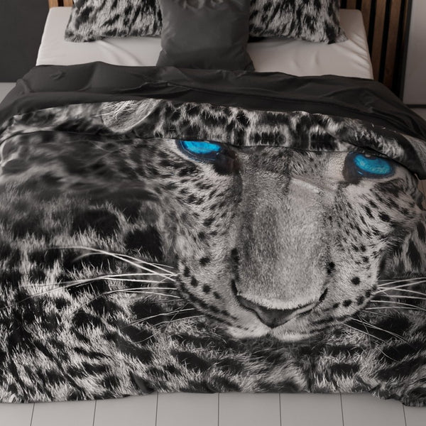 100% Cotton Duvet Cover Set Cheetah | Grey | Single - 135cm (W) x 200cm (L) - The Bedding & Blankets Store