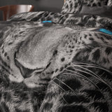 100% Cotton Duvet Cover Set Cheetah | Grey | Single - 135cm (W) x 200cm (L) - The Bedding & Blankets Store
