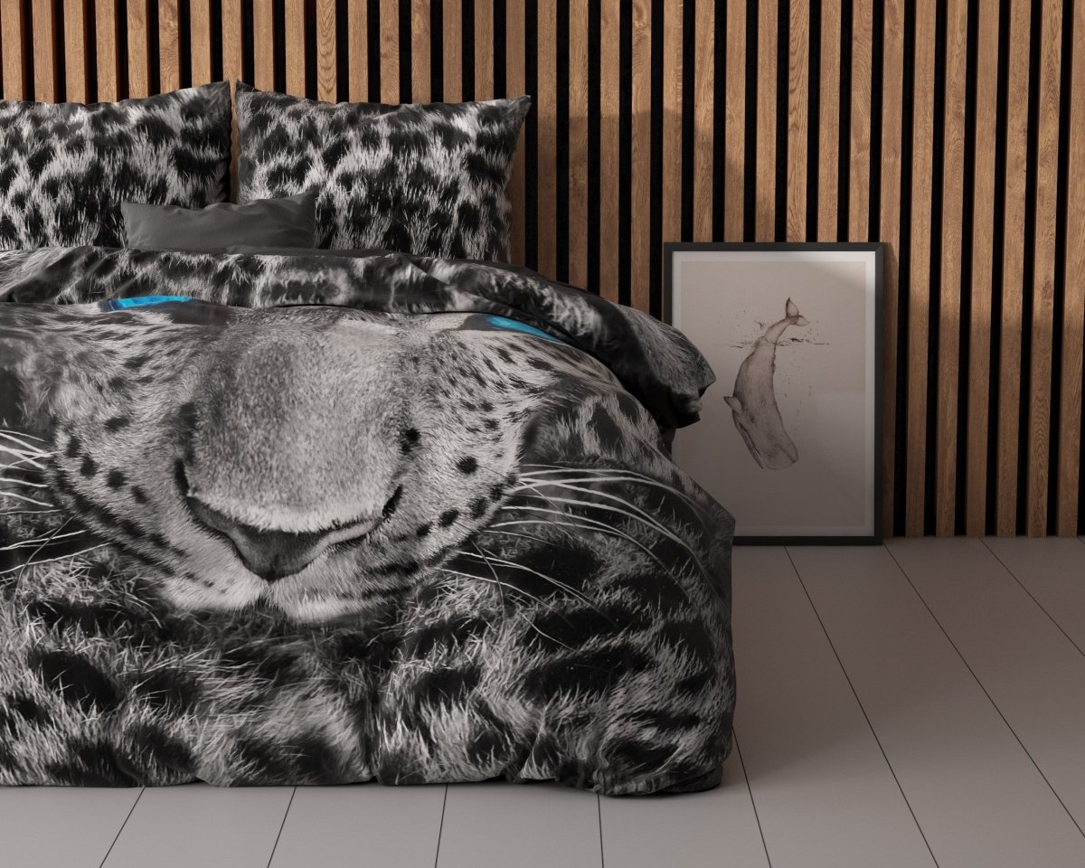100% Cotton Duvet Cover Set Cheetah | Grey | Single - 135cm (W) x 200cm (L) - The Bedding & Blankets Store