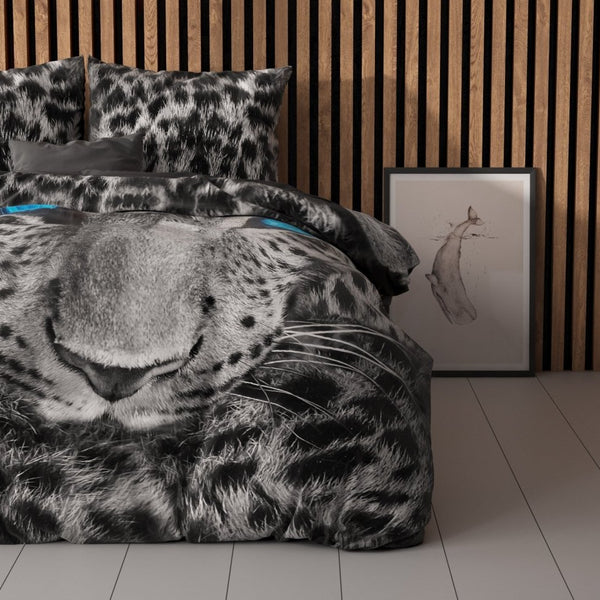 100% Cotton Duvet Cover Set Cheetah | Grey | Single - 135cm (W) x 200cm (L) - The Bedding & Blankets Store