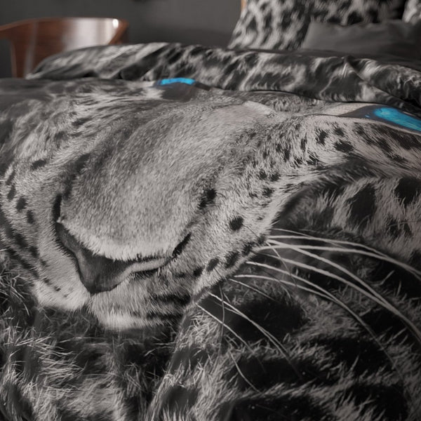 100% Cotton Duvet Cover Set Cheetah | Grey | Single - 135cm (W) x 200cm (L) - The Bedding & Blankets Store