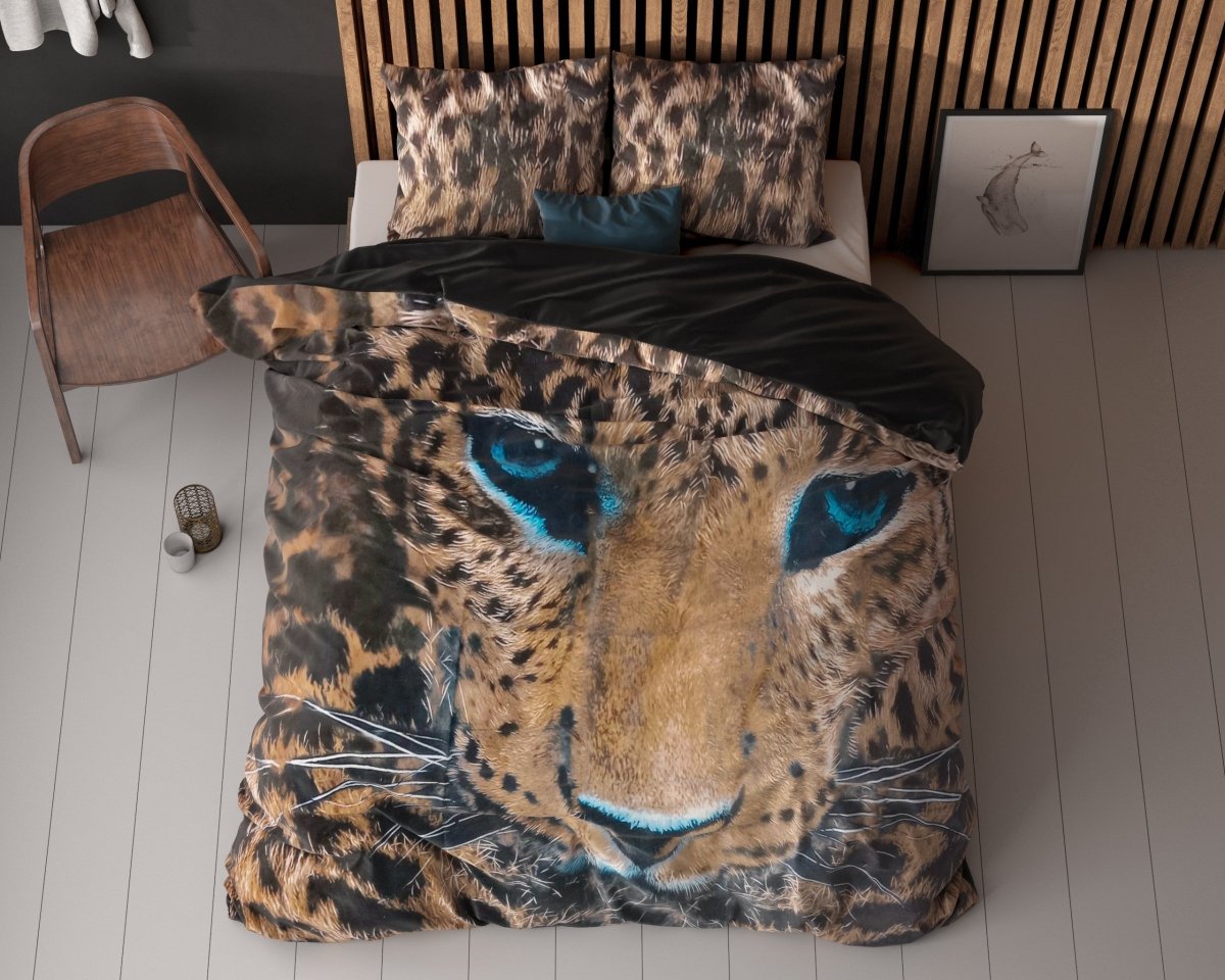 100% Cotton Duvet Cover Set Cheetah | Taupe | Single - 135cm (W) x 200cm (L) - The Bedding & Blankets Store