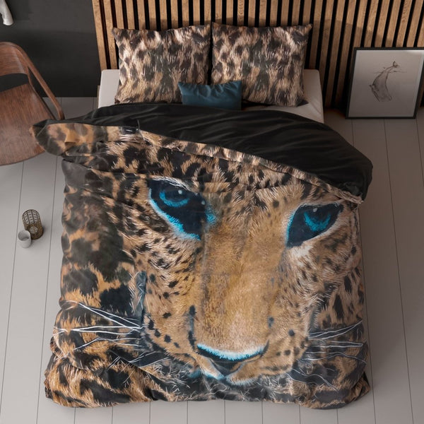 100% Cotton Duvet Cover Set Cheetah | Taupe | Single - 135cm (W) x 200cm (L) - The Bedding & Blankets Store