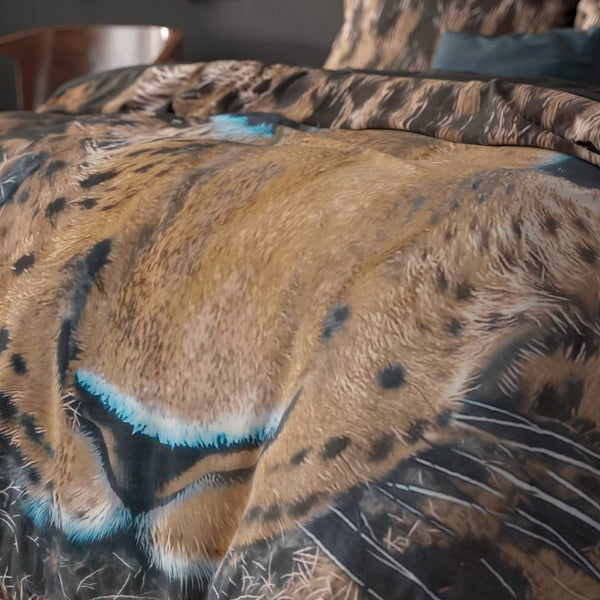 100% Cotton Duvet Cover Set Cheetah | Taupe | Single - 135cm (W) x 200cm (L) - The Bedding & Blankets Store