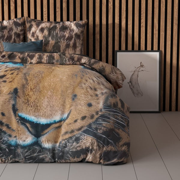 100% Cotton Duvet Cover Set Cheetah | Taupe | Single - 135cm (W) x 200cm (L) - The Bedding & Blankets Store