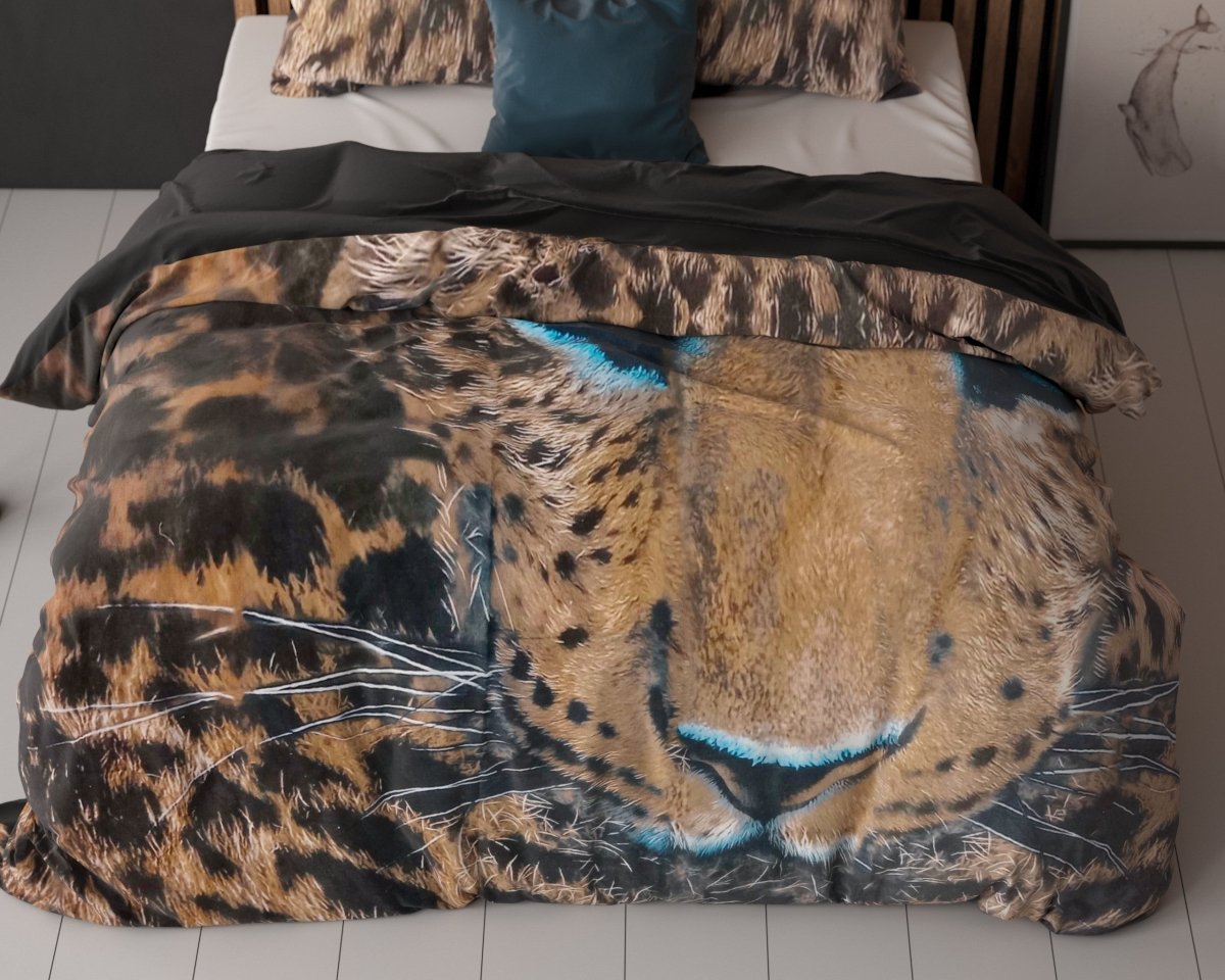 100% Cotton Duvet Cover Set Cheetah | Taupe | Single - 135cm (W) x 200cm (L) - The Bedding & Blankets Store