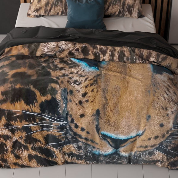 100% Cotton Duvet Cover Set Cheetah | Taupe | Single - 135cm (W) x 200cm (L) - The Bedding & Blankets Store