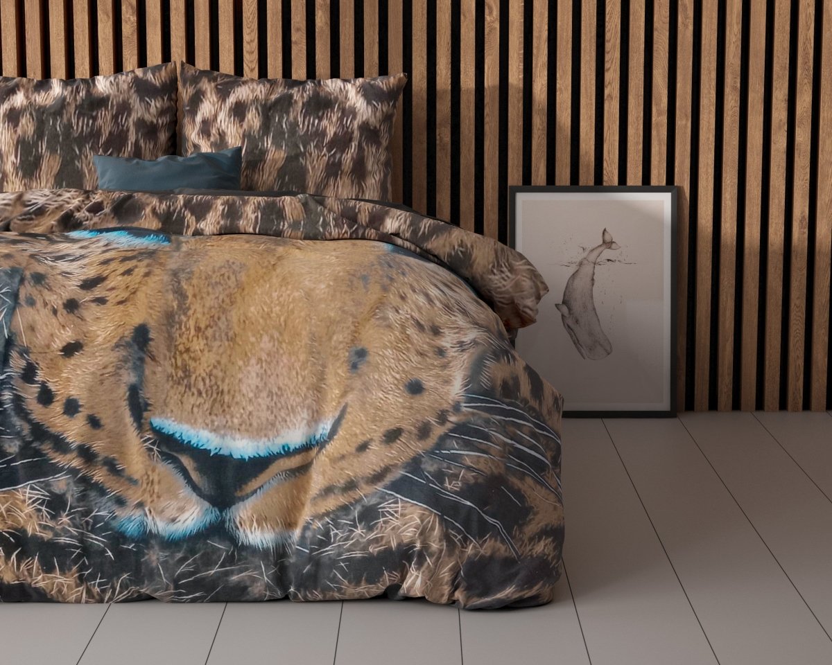 100% Cotton Duvet Cover Set Cheetah | Taupe | Single - 135cm (W) x 200cm (L) - The Bedding & Blankets Store