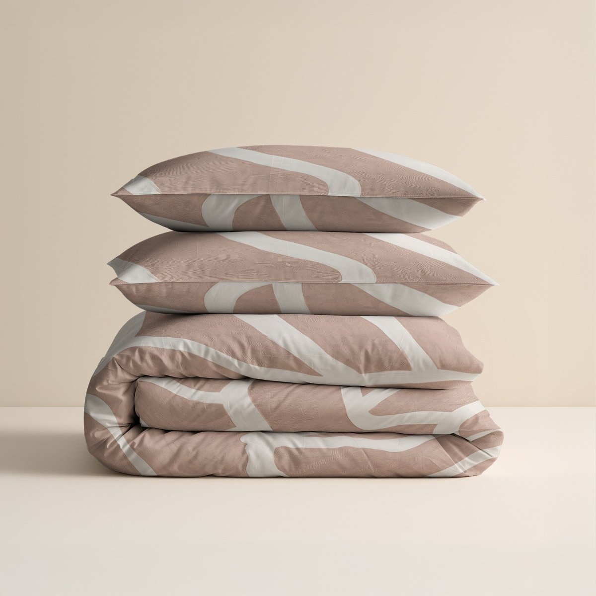 100% Cotton Duvet Cover Set Clay Contours | Peach Beige | Double - 200cm (W) x 200/220cm (L) - The Bedding & Blankets Store