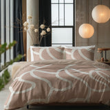 100% Cotton Duvet Cover Set Clay Contours | Peach Beige | Double - 200cm (W) x 200/220cm (L) - The Bedding & Blankets Store