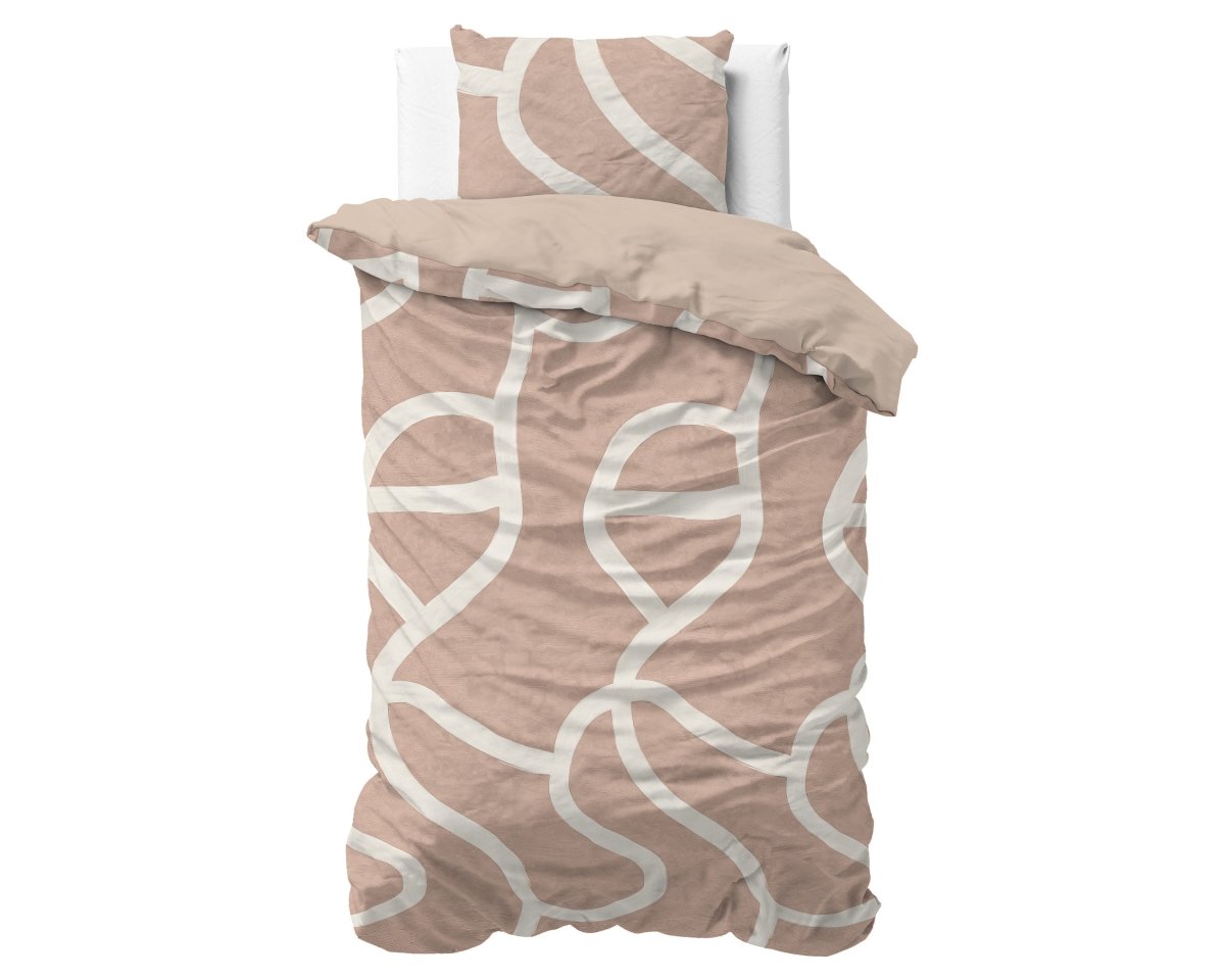 100% Cotton Duvet Cover Set Clay Contours | Peach Beige | Double - 200cm (W) x 200/220cm (L) - The Bedding & Blankets Store