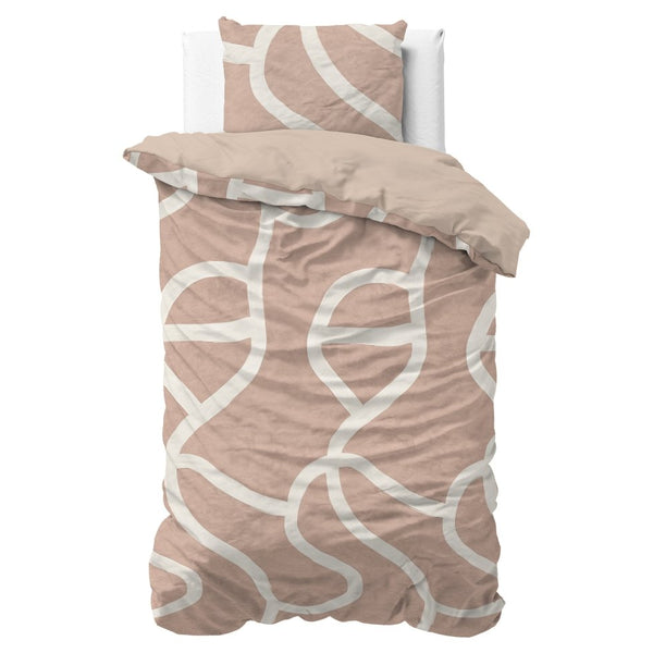 100% Cotton Duvet Cover Set Clay Contours | Peach Beige | Double - 200cm (W) x 200/220cm (L) - The Bedding & Blankets Store