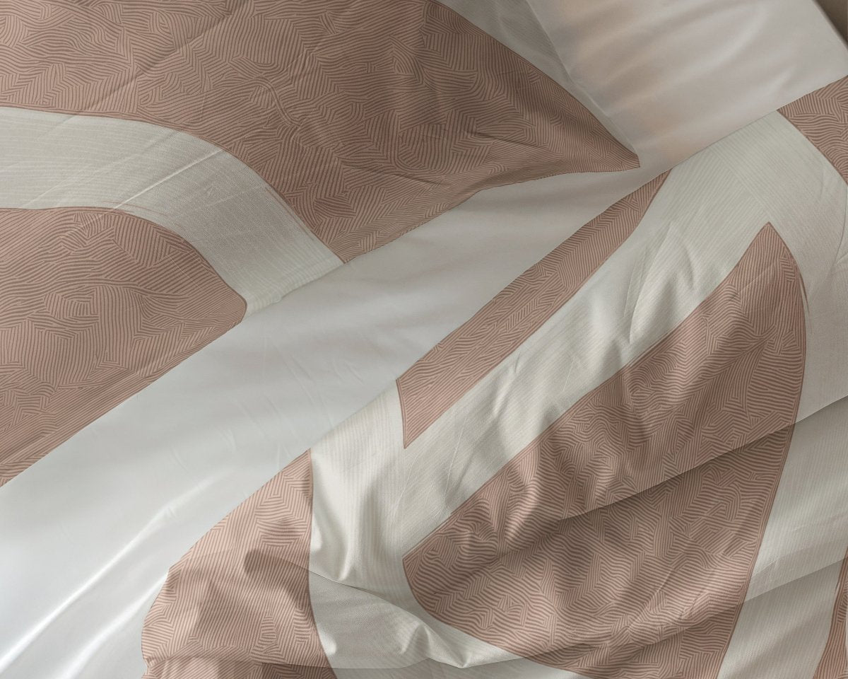 100% Cotton Duvet Cover Set Clay Contours | Peach Beige | Double - 200cm (W) x 200/220cm (L) - The Bedding & Blankets Store