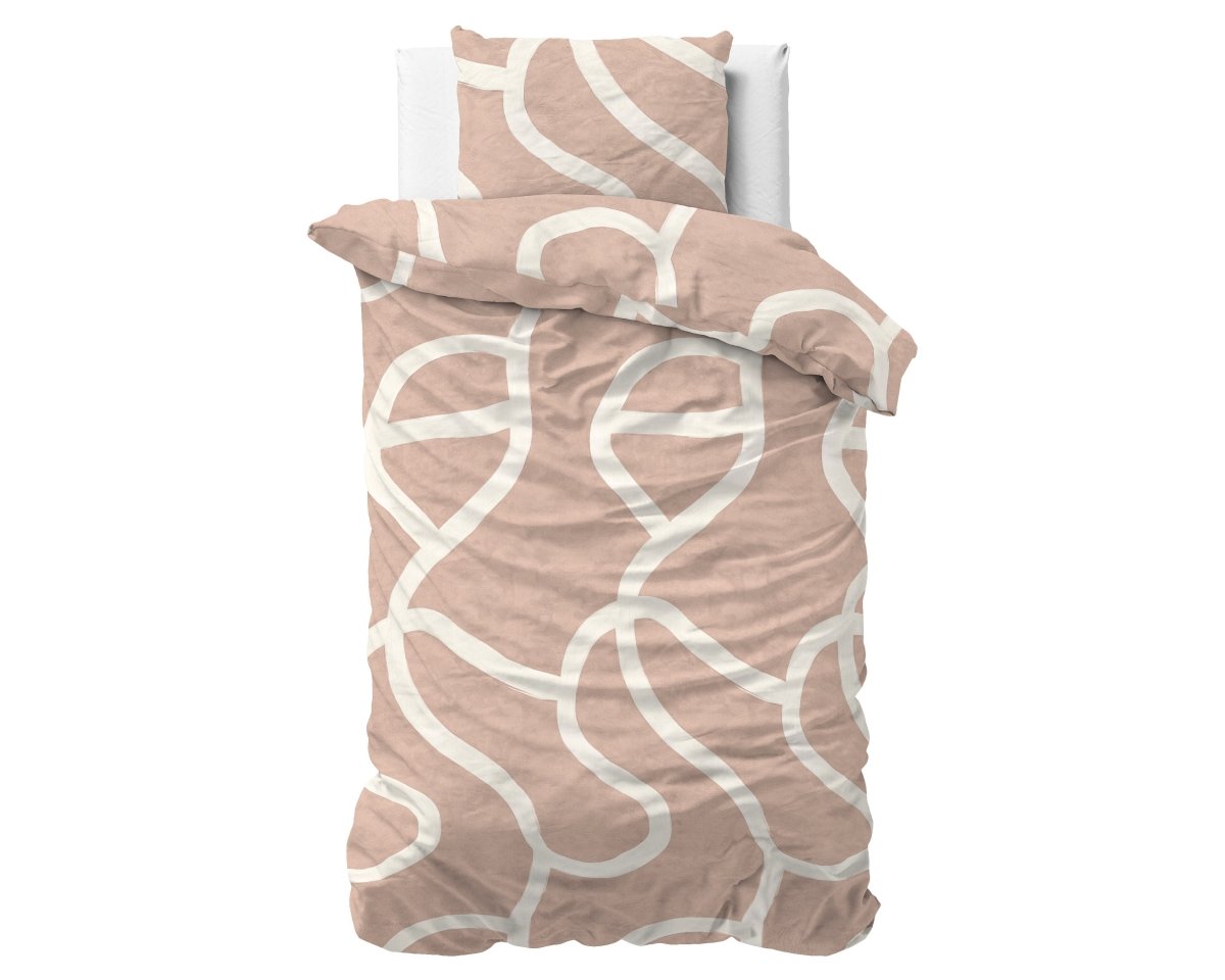 100% Cotton Duvet Cover Set Clay Contours | Peach Beige | Double - 200cm (W) x 200/220cm (L) - The Bedding & Blankets Store