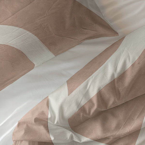 100% Cotton Duvet Cover Set Clay Contours | Peach Beige | Double - 200cm (W) x 200/220cm (L) - The Bedding & Blankets Store
