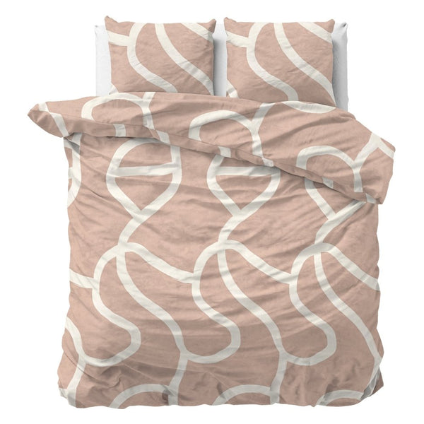 100% Cotton Duvet Cover Set Clay Contours | Peach Beige | Double - 200cm (W) x 200/220cm (L) - The Bedding & Blankets Store