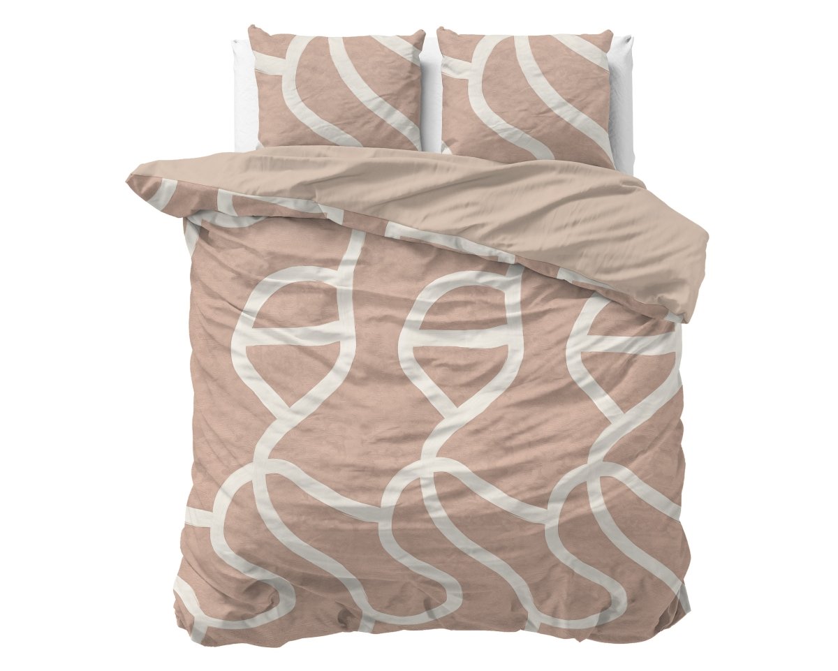 100% Cotton Duvet Cover Set Clay Contours | Peach Beige | Double - 200cm (W) x 200/220cm (L) - The Bedding & Blankets Store