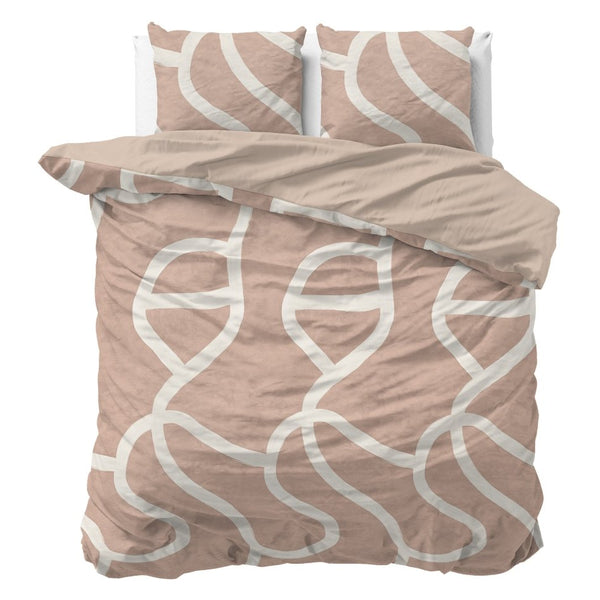 100% Cotton Duvet Cover Set Clay Contours | Peach Beige | Double - 200cm (W) x 200/220cm (L) - The Bedding & Blankets Store