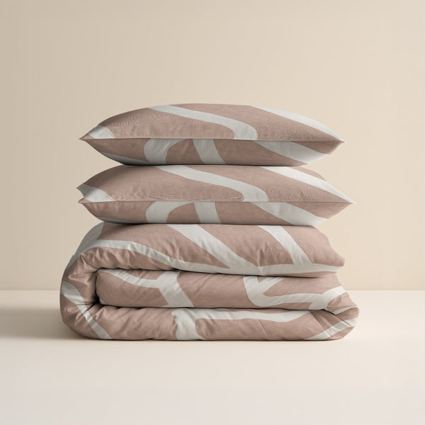 100% Cotton Duvet Cover Set Clay Contours | Peach Beige | Double - 200cm (W) x 200/220cm (L) - The Bedding & Blankets Store