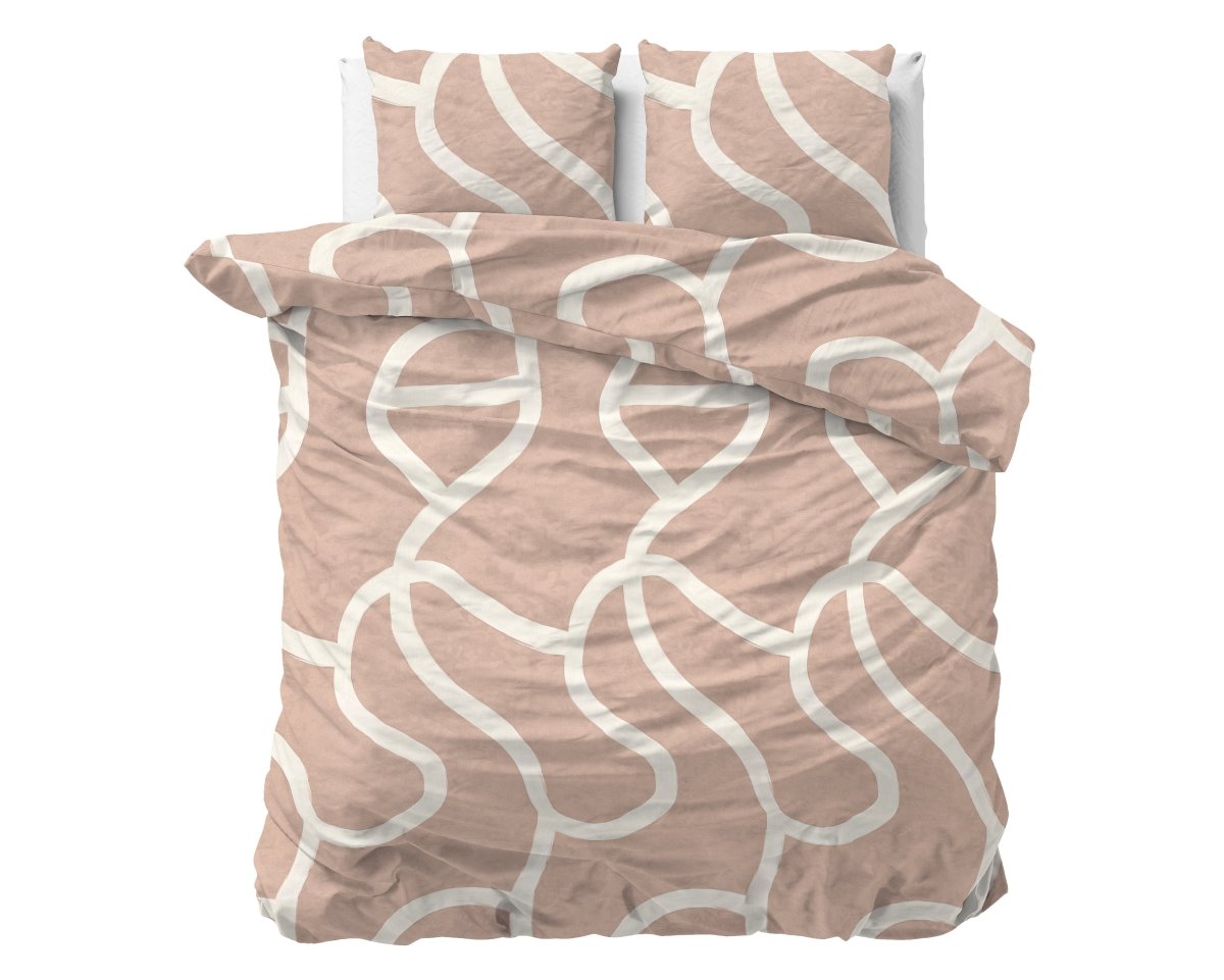 100% Cotton Duvet Cover Set Clay Contours | Peach Beige | Double - 200cm (W) x 200/220cm (L) - The Bedding & Blankets Store