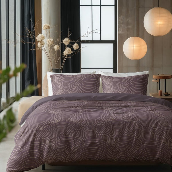 100% Cotton Duvet Cover Set Dreamscape | Purple | Double - 200cm (W) x 200/220cm (L) - The Bedding & Blankets Store