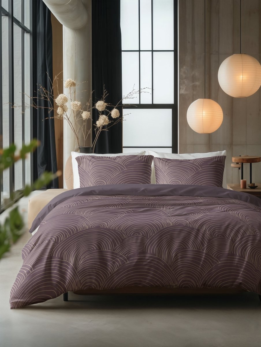 100% Cotton Duvet Cover Set Dreamscape | Purple | Double - 200cm (W) x 200/220cm (L) - The Bedding & Blankets Store