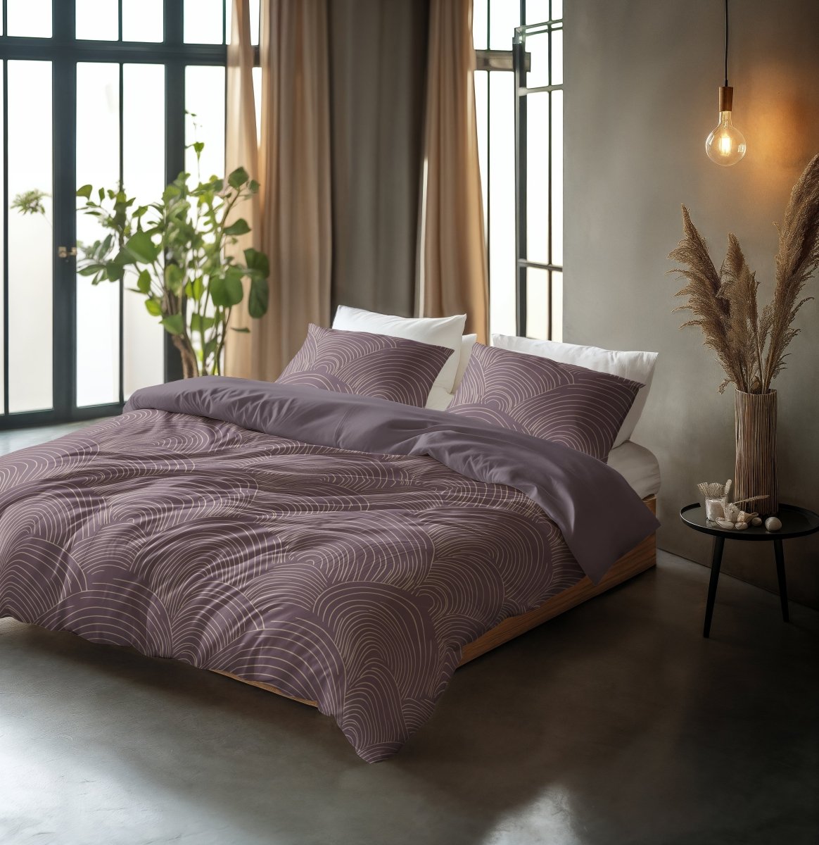 100% Cotton Duvet Cover Set Dreamscape | Purple | Double - 200cm (W) x 200/220cm (L) - The Bedding & Blankets Store