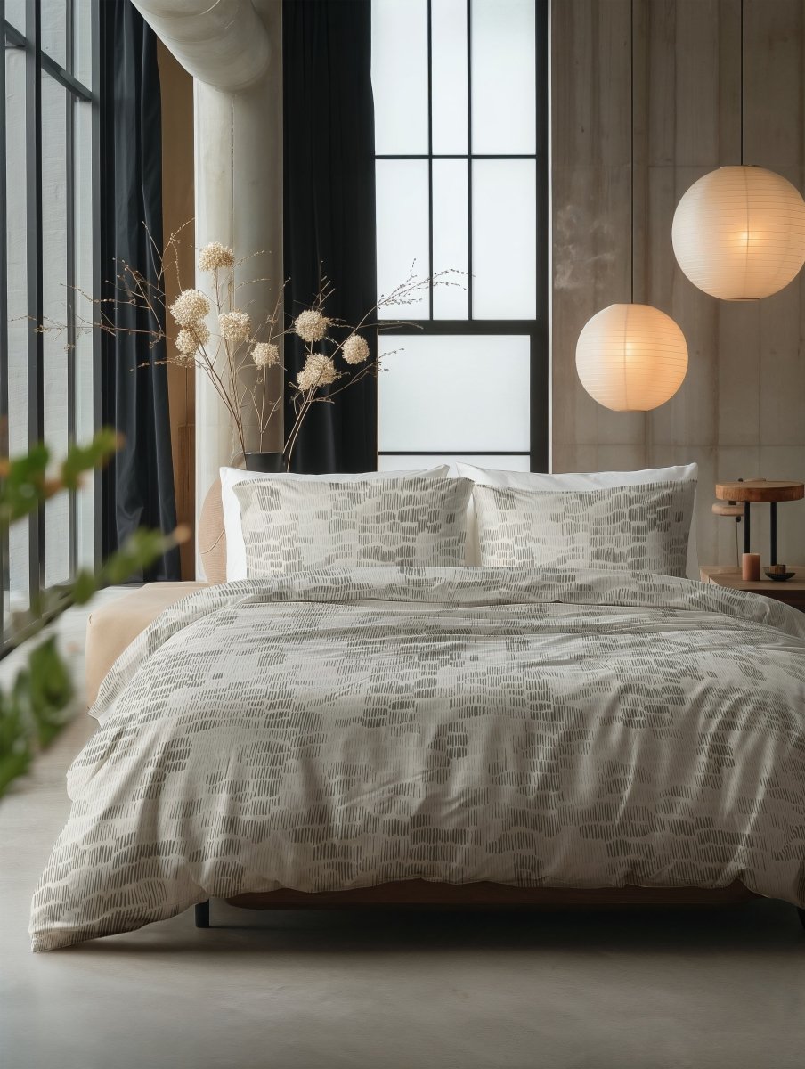 100% Cotton Duvet Cover Set Drift | Green | King Long - 240cm (W) x 220cm (L) - The Bedding & Blankets Store