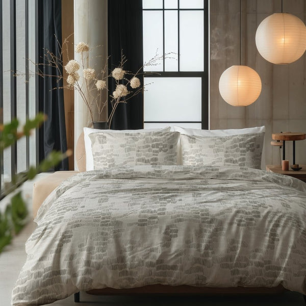 100% Cotton Duvet Cover Set Drift | Green | King Long - 240cm (W) x 220cm (L) - The Bedding & Blankets Store