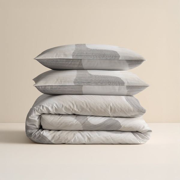 100% Cotton Duvet Cover Set Dune | Grey | Double - 200cm (W) x 200/220cm (L) - The Bedding & Blankets Store