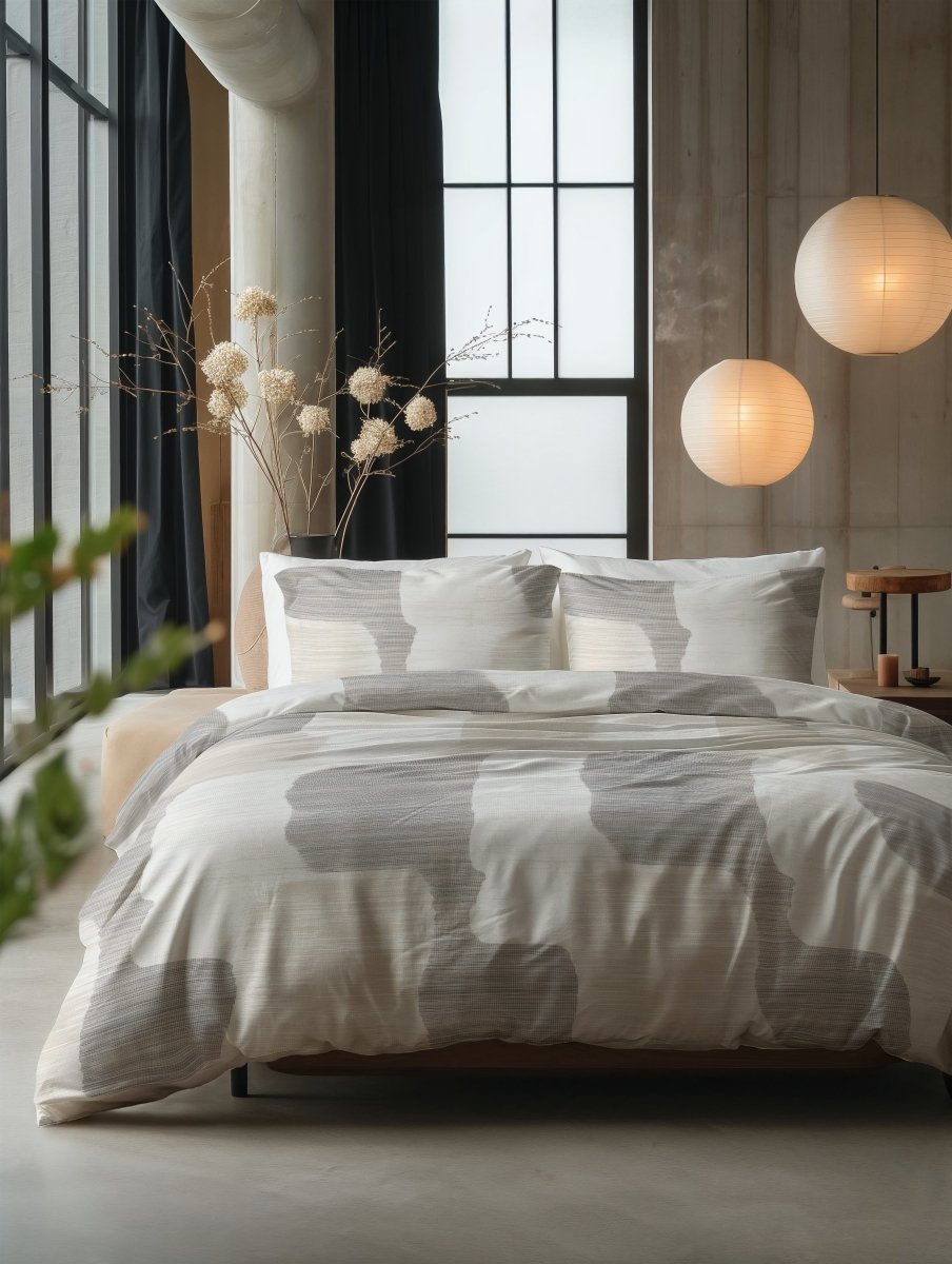 100% Cotton Duvet Cover Set Dune | Grey | Double - 200cm (W) x 200/220cm (L) - The Bedding & Blankets Store