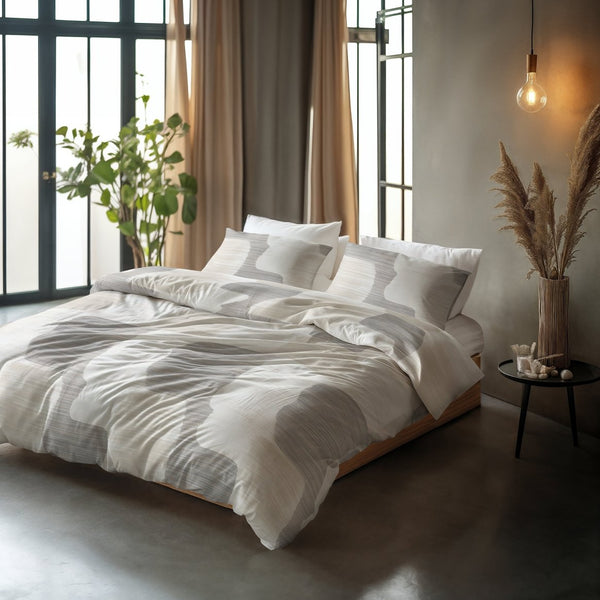 100% Cotton Duvet Cover Set Dune | Grey | Double - 200cm (W) x 200/220cm (L) - The Bedding & Blankets Store