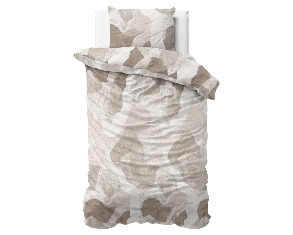 100% Cotton Duvet Cover Set Echo | Beige | King Long - 240cm (W) x 220cm (L) - The Bedding & Blankets Store